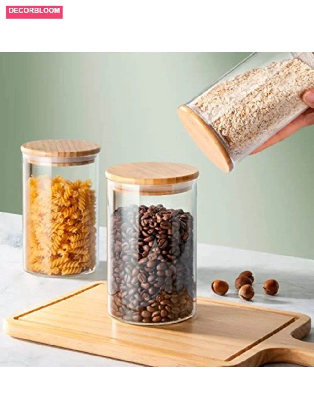 32 oz Glass Jars with Bamboo Lid, 4 Pack Airtight Food Storage Canisters